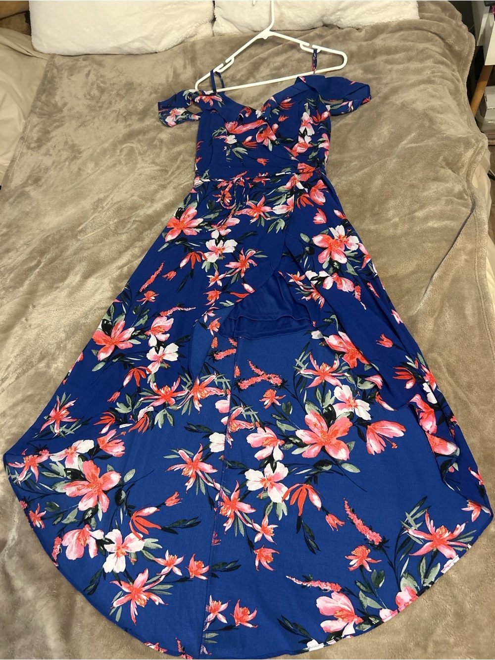 by & by Royal Blue Floral High-Low Sundress